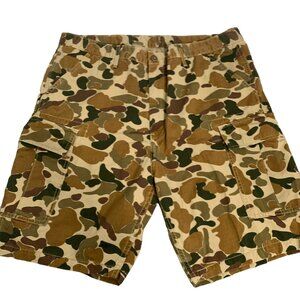 Levi's Camouflage Carrier Cargo Shorts 38 Brown Pockets Button Zipper Cotton